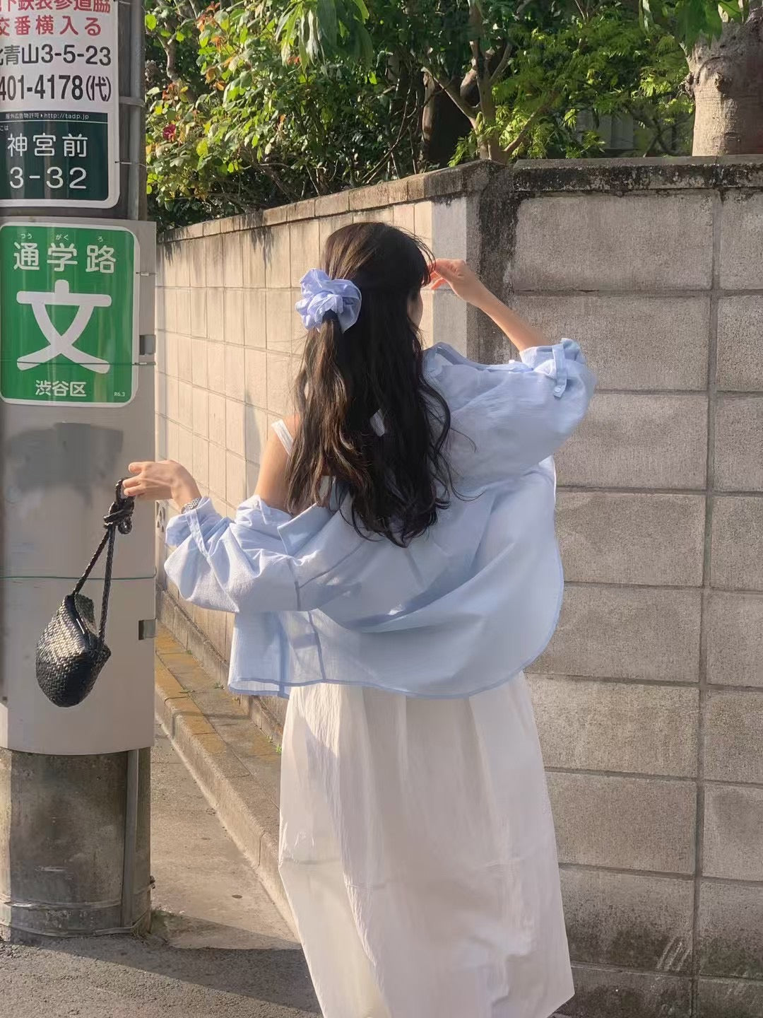 Chloy Roll up stripe shirts light blue