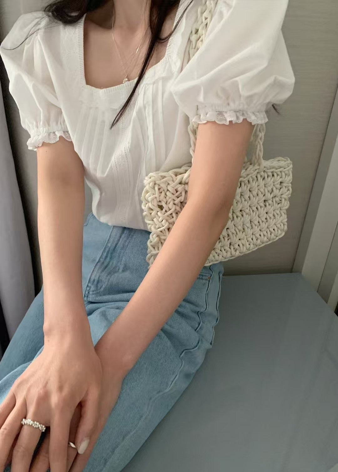 Eve white puff blouse