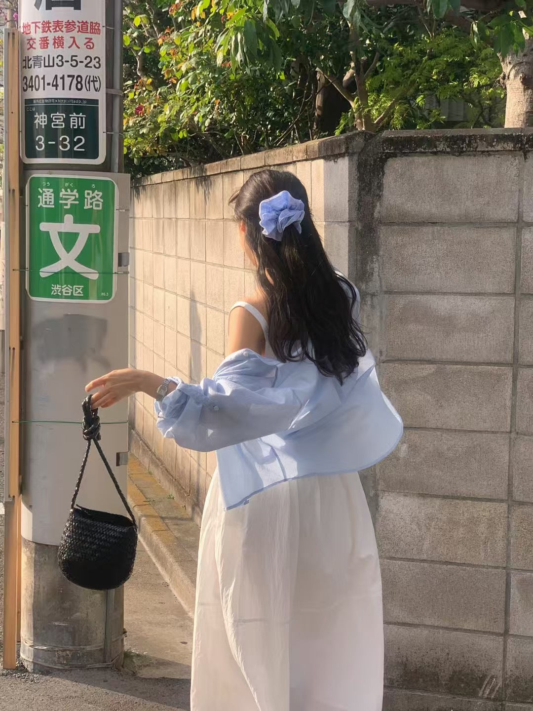 Chloy Roll up stripe shirts light blue