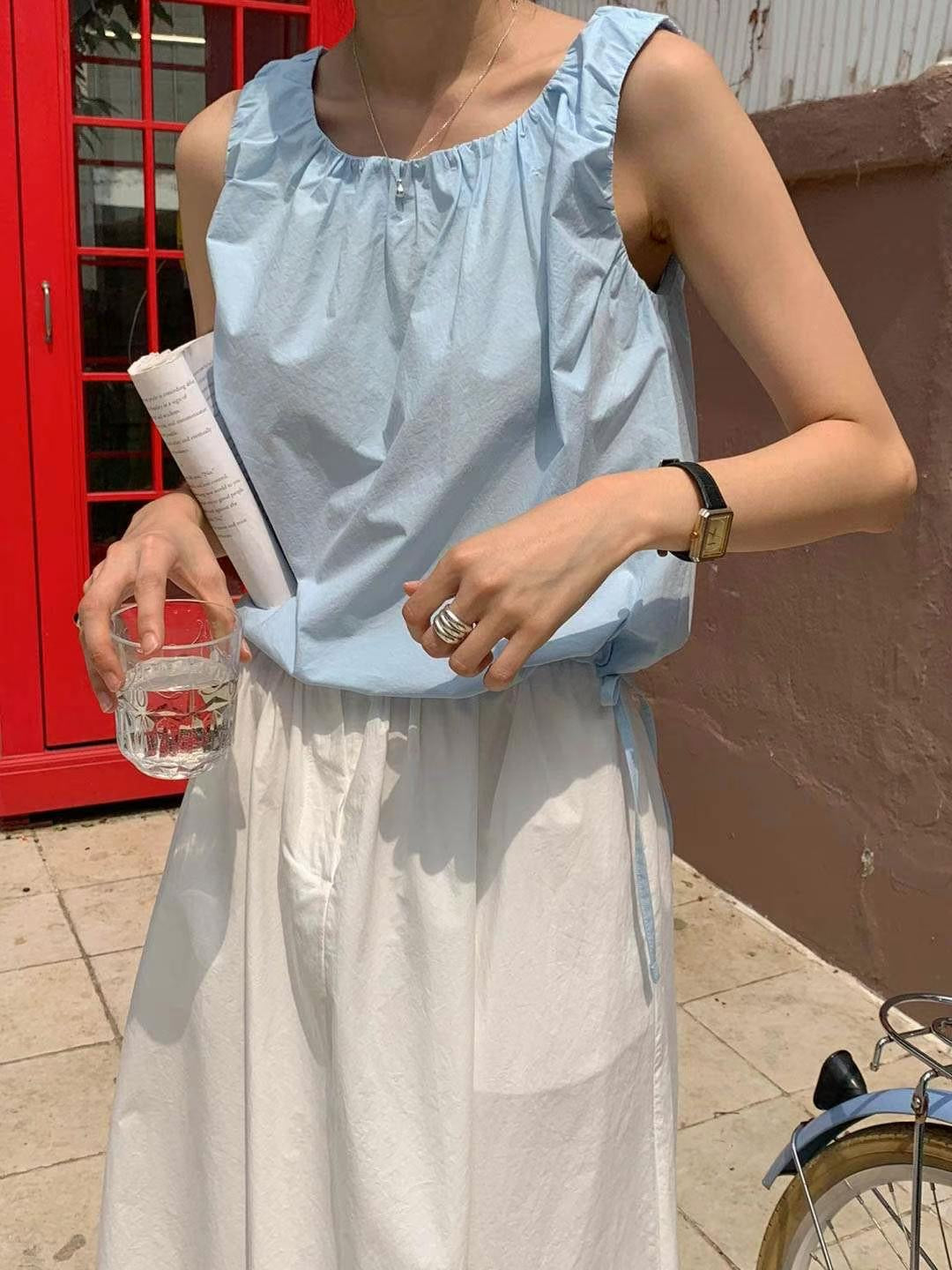 Kayla sleeves top with drawstring
