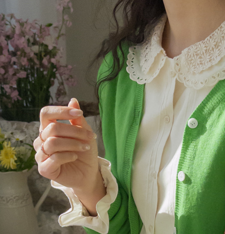Estelle flower crochet collar blouse