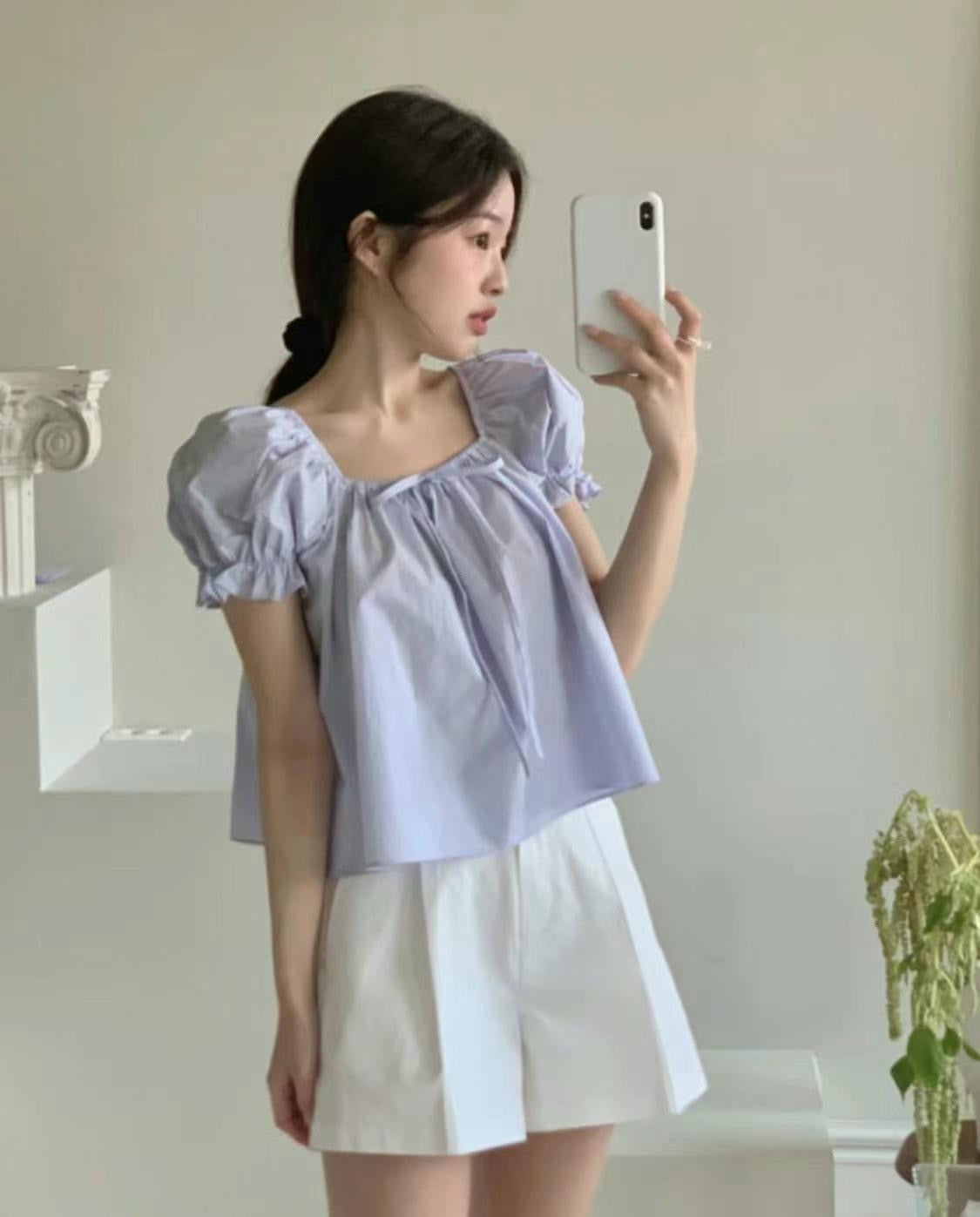 Lulu ribbon puff blouse