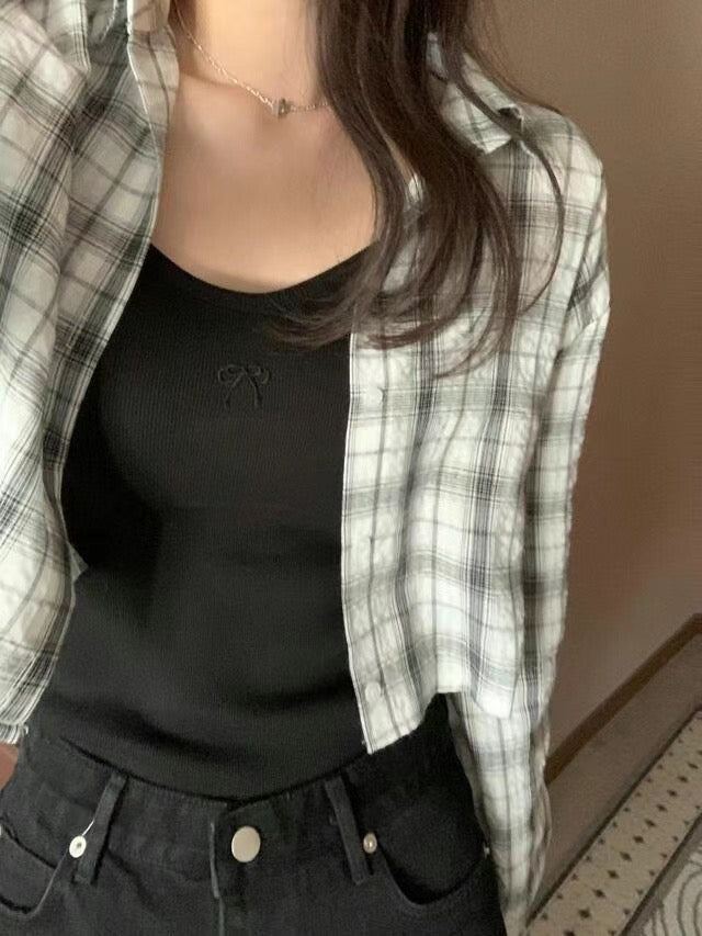 Addison checkered shirt white