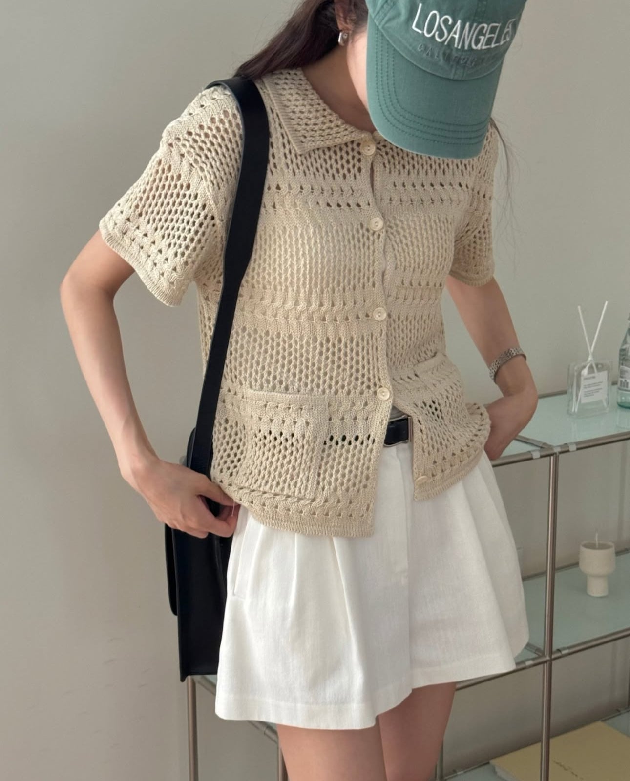 Tiara beige button blouse