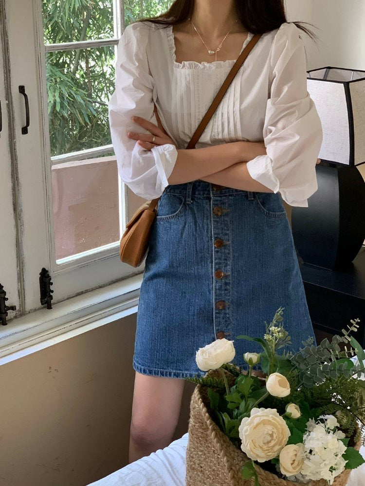 Emelia Pintuck white blouse