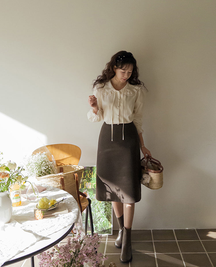 Erin premium lace trim blouse
