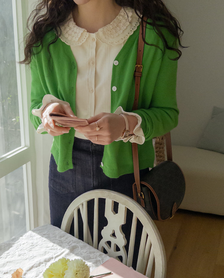 Estelle flower crochet collar blouse