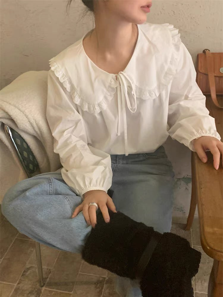 Ellis Baby collar white blouse