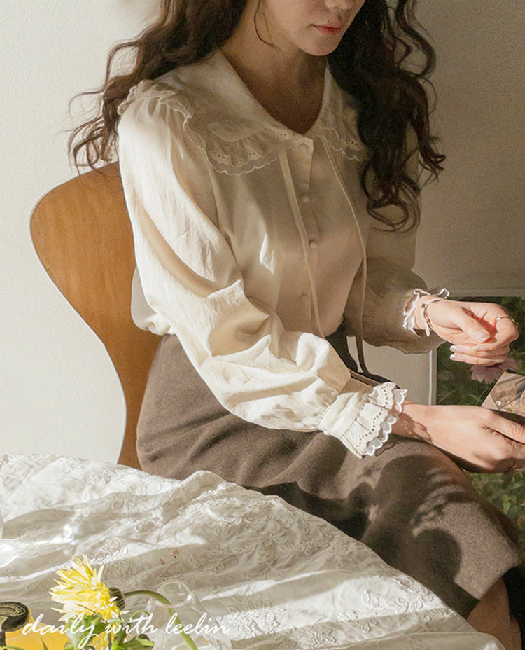 Erin premium lace trim blouse