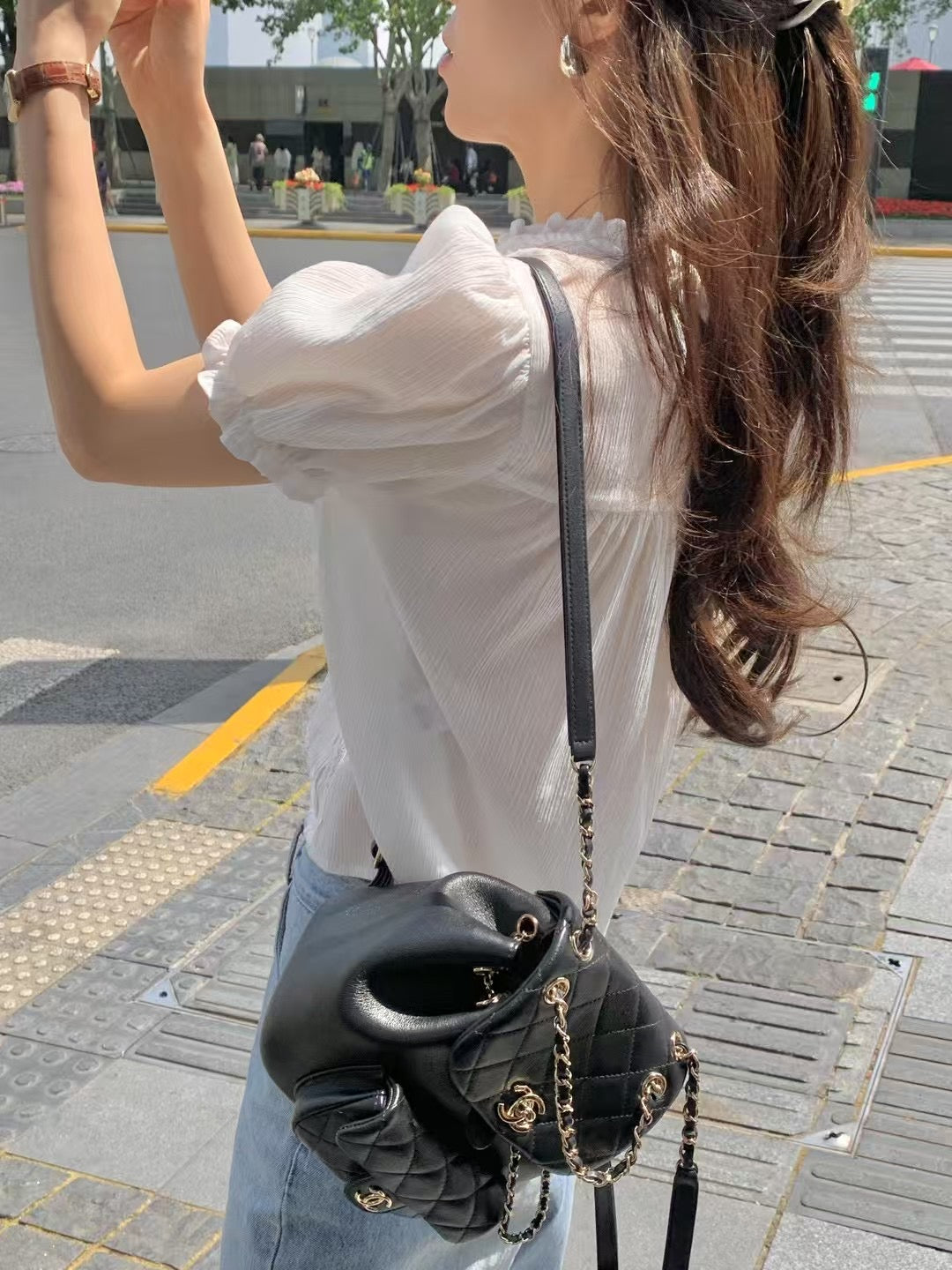 Sweet lace puff blouse