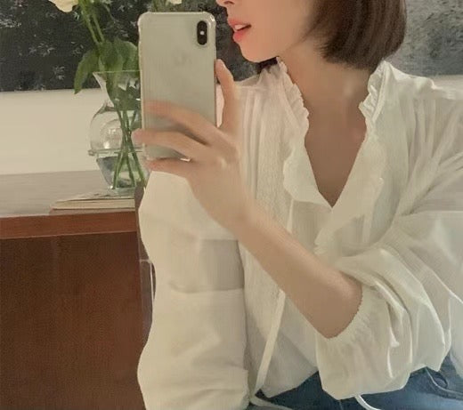 Hannah lace frill blouse