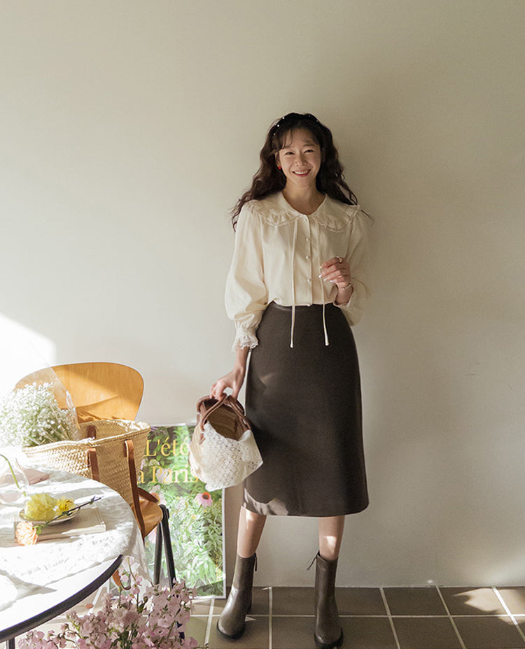 Erin premium lace trim blouse
