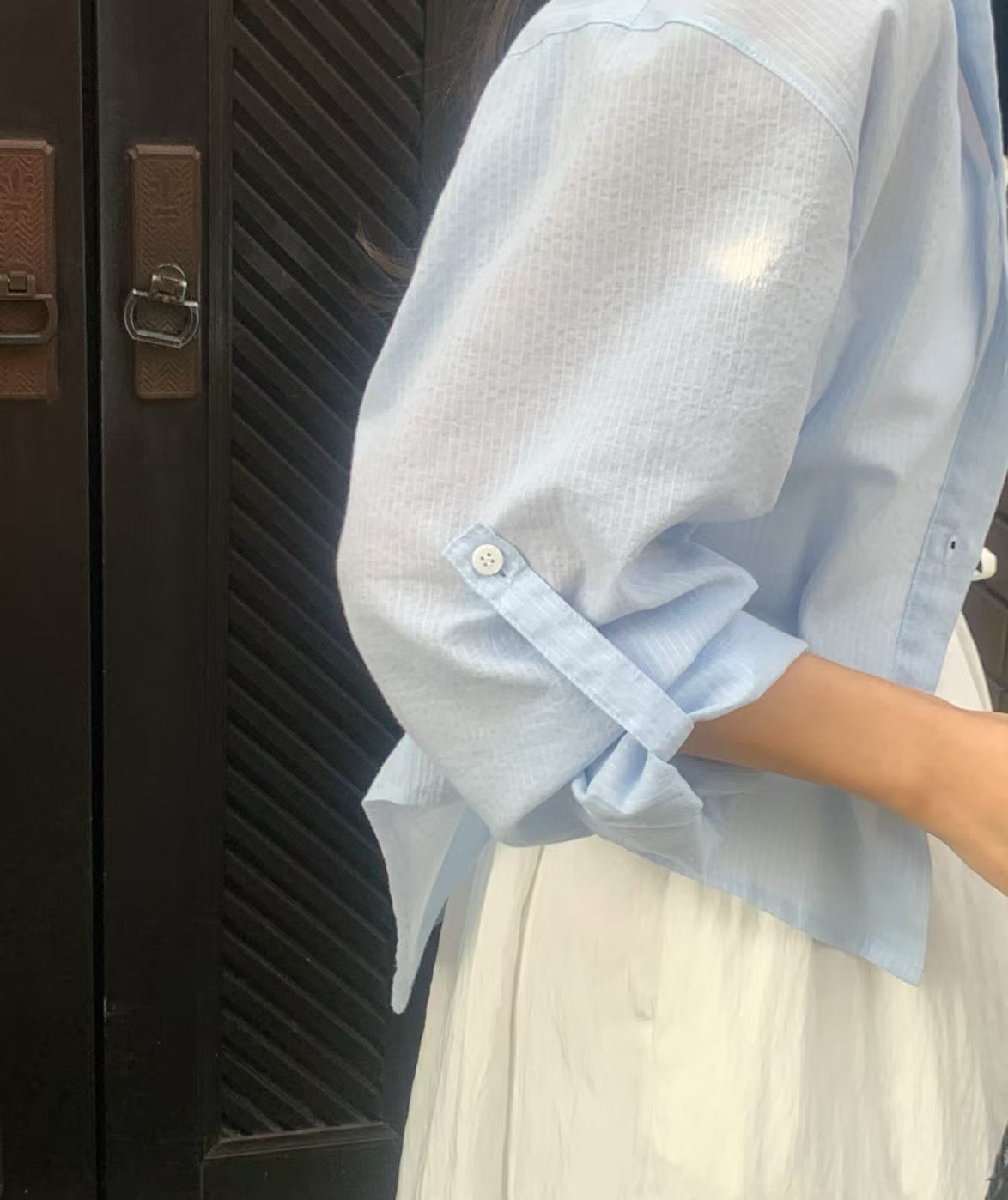 Chloy Roll up stripe shirts light blue