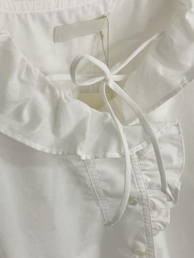 Aisha lotus collar white shirt