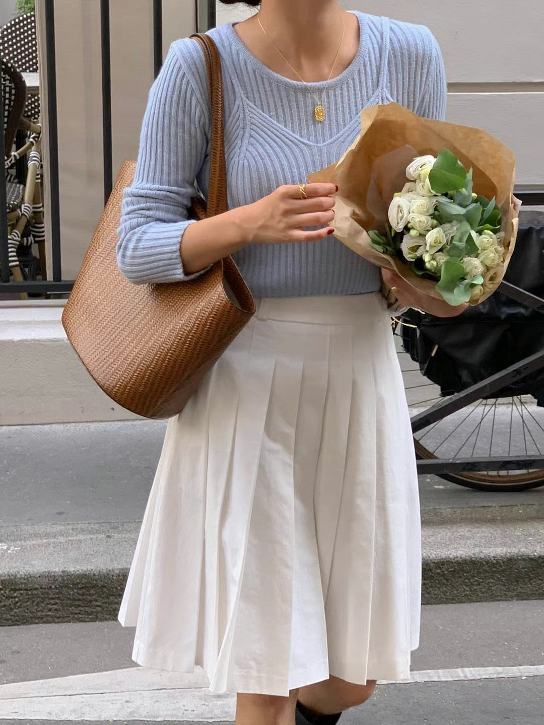 Amelia two pieces thin knitwear set (blue)