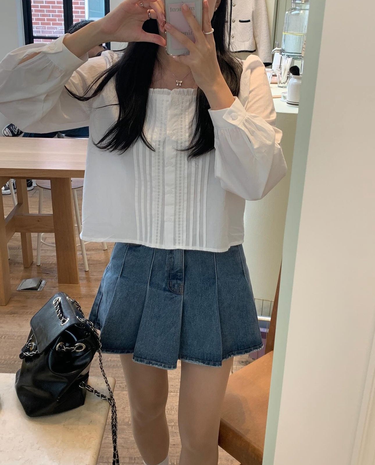 Emelia Pintuck white blouse