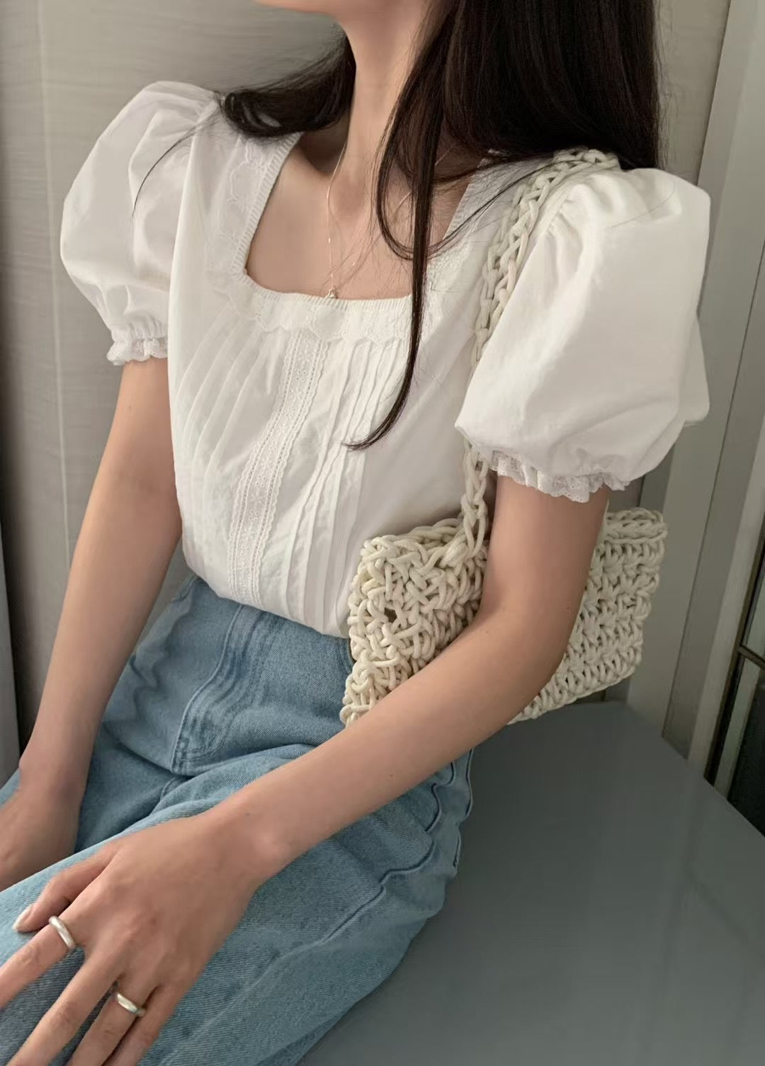 Eve white puff blouse