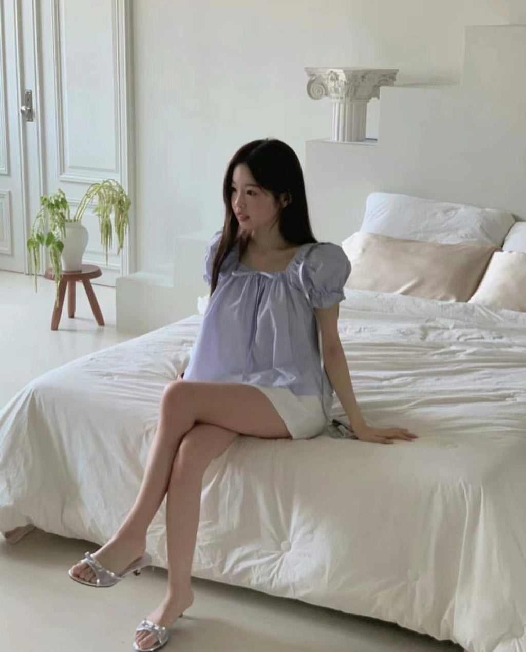 Lulu ribbon puff blouse
