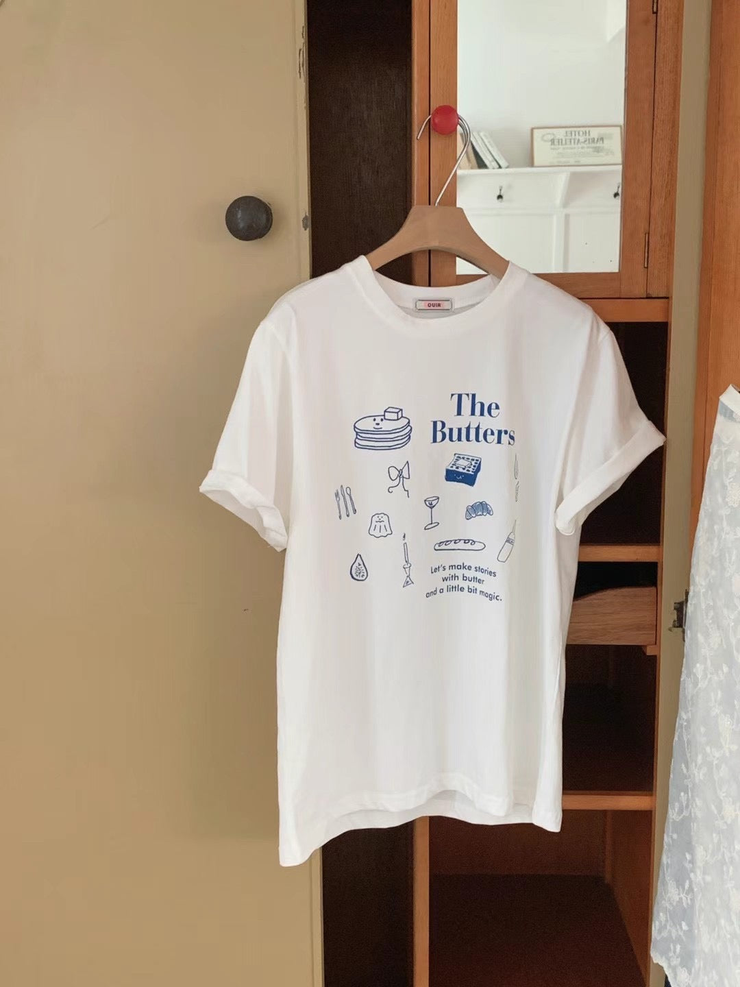Joy The butters t-shirt (blue text)