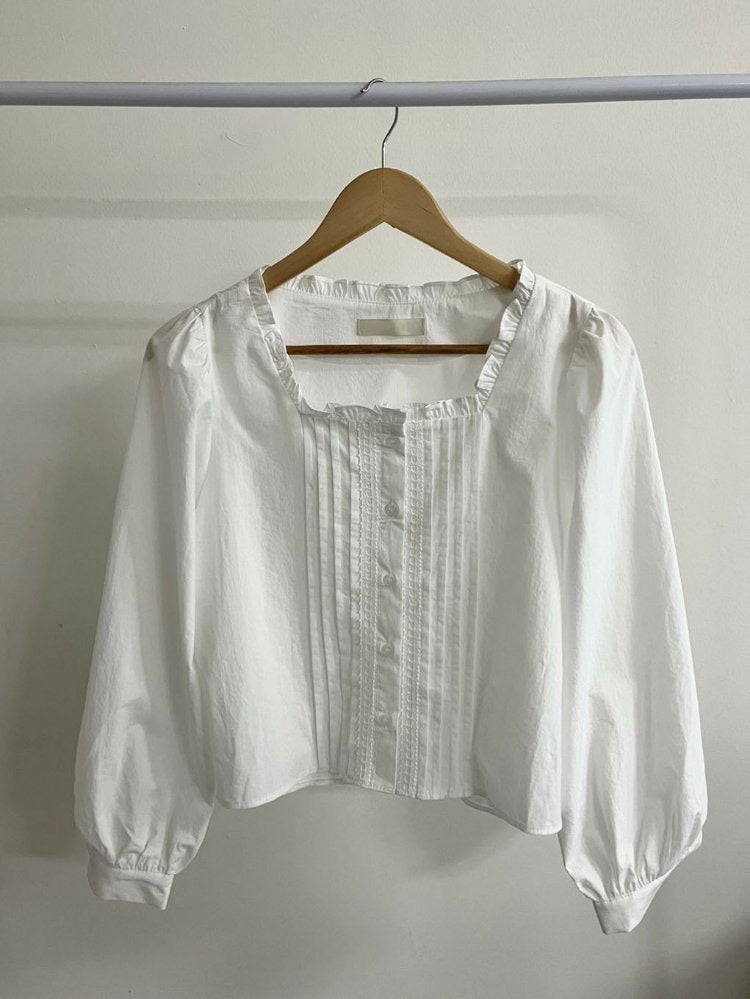 Emelia Pintuck white blouse