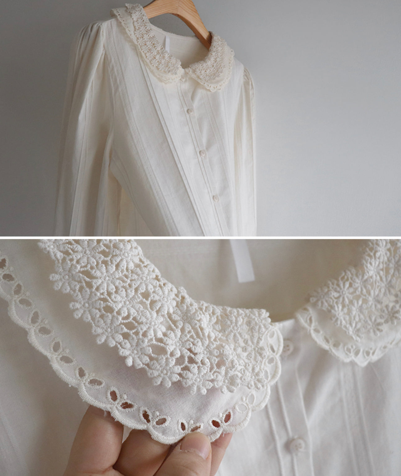 Estelle flower crochet collar blouse