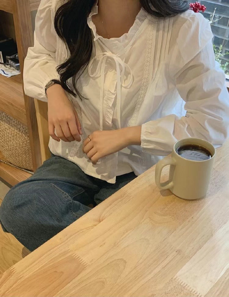 Hannah lace frill blouse