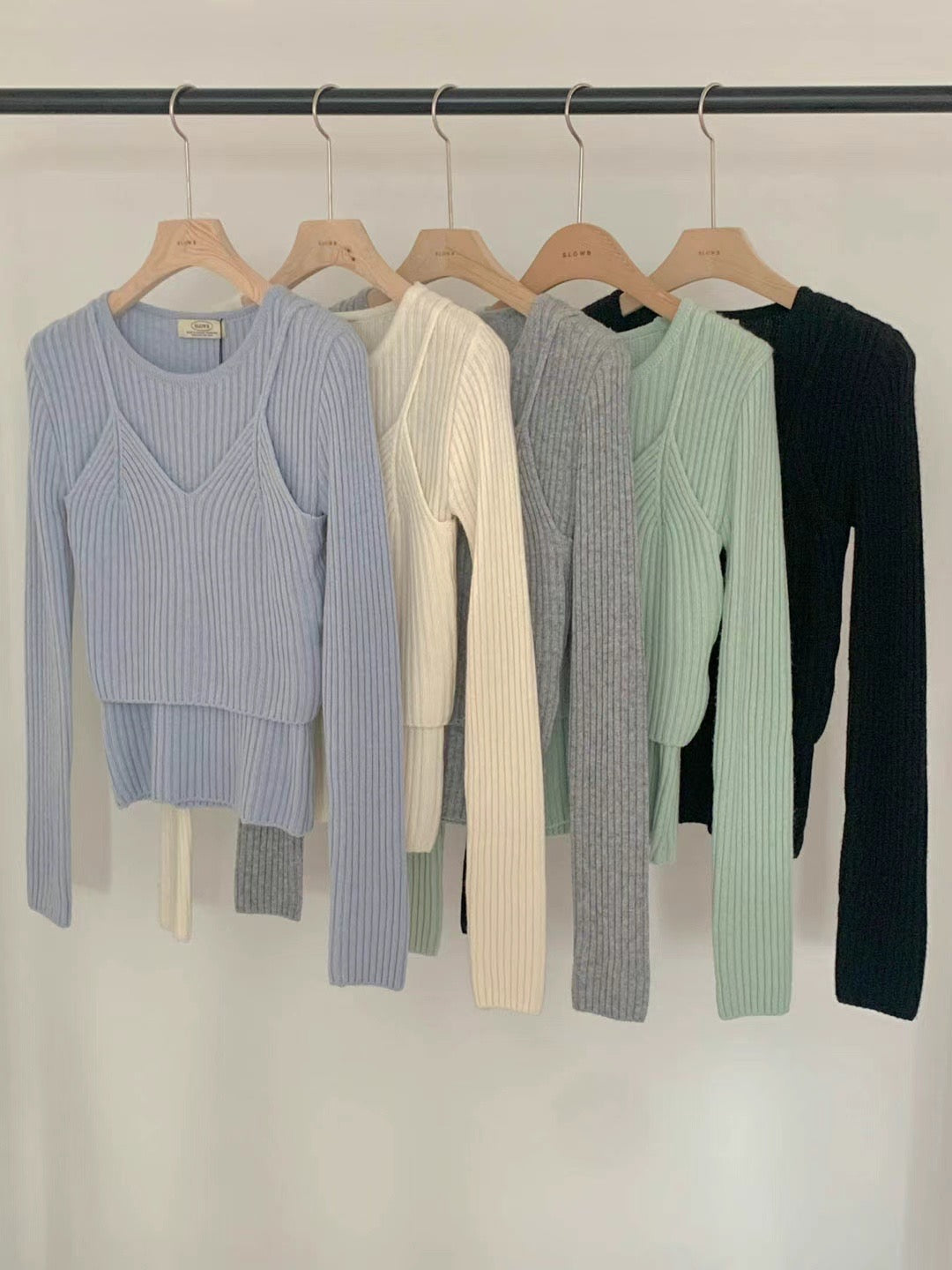 Amelia two pieces thin knitwear set (blue)