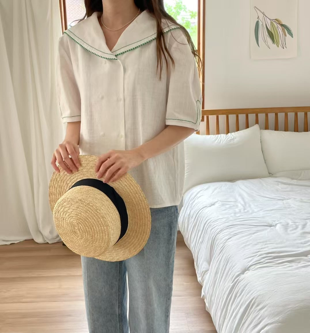 Clover sailor collar blouse